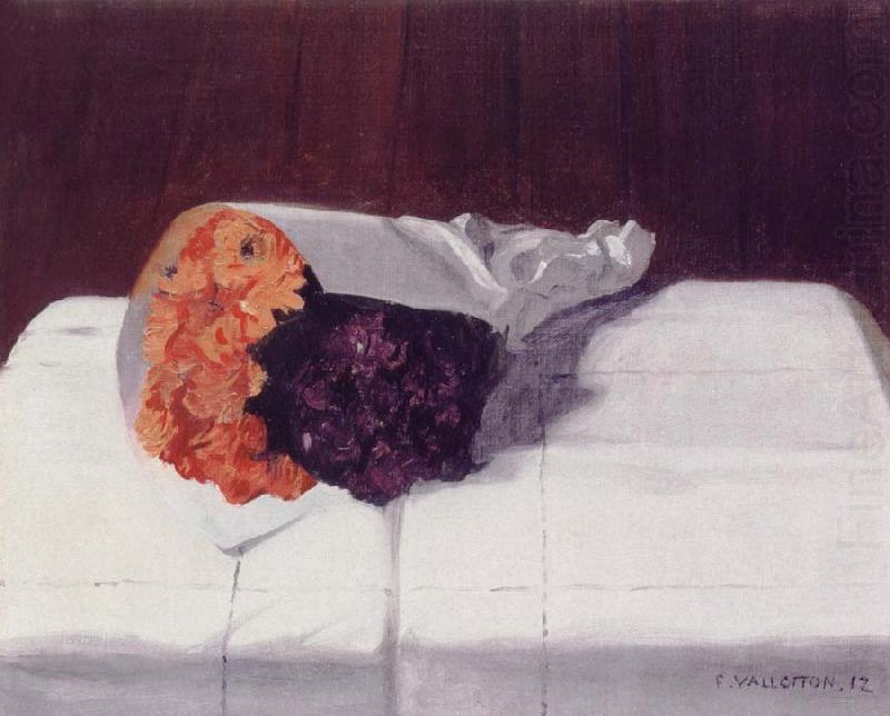 Still life with Bouquet of Marigolds and Violets, Felix Vallotton